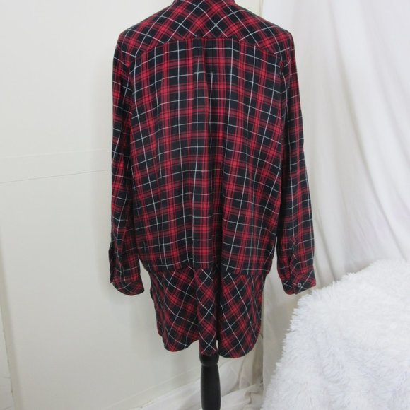 J. Jill Layered Blouse Plaid Tunic Button Down Long Sleeve Top Size Large - Picture 2 of 12